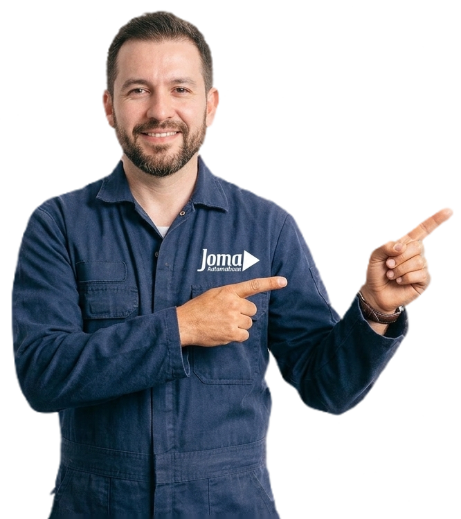 Técnico de Joma Automatismos indicando los motores adecuados