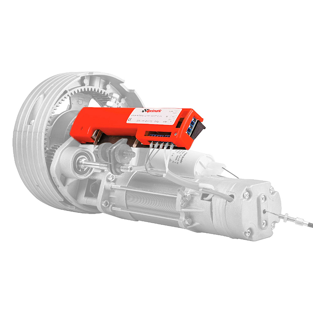 Conjunto final de carrera para motor Enrollable RS180 Aprimatic, incluye placa de finales de carrera y soporte de plástico.