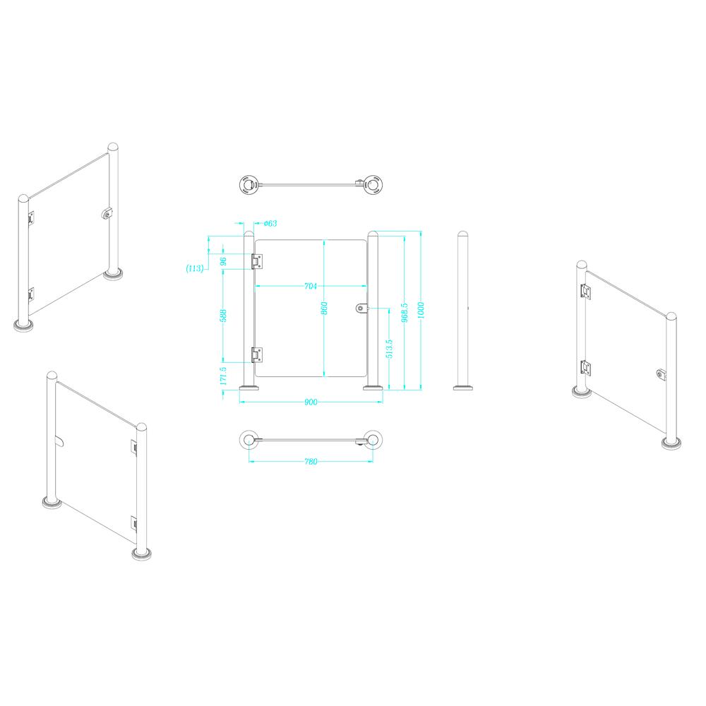 Cerramiento con puerta manual TS-GLASSDOOR-90