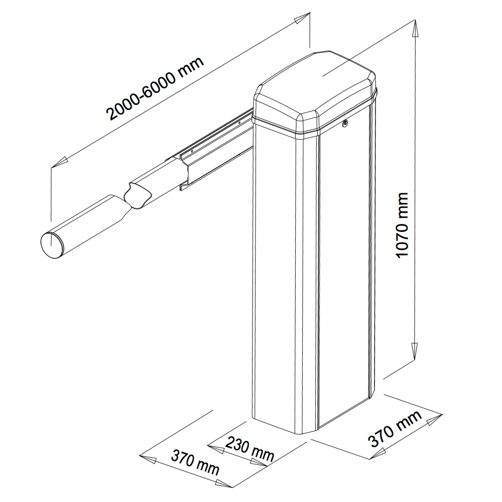 BERTA Barrera automática de 3 a 6 metros de mástil medidas
