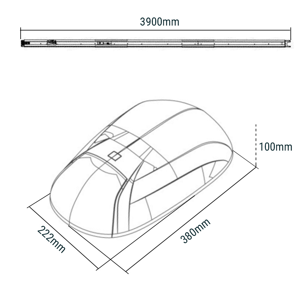 blackbox motor de techo para puerta basculante seccional hasta 16m2 guia cadena 3900mm medidas