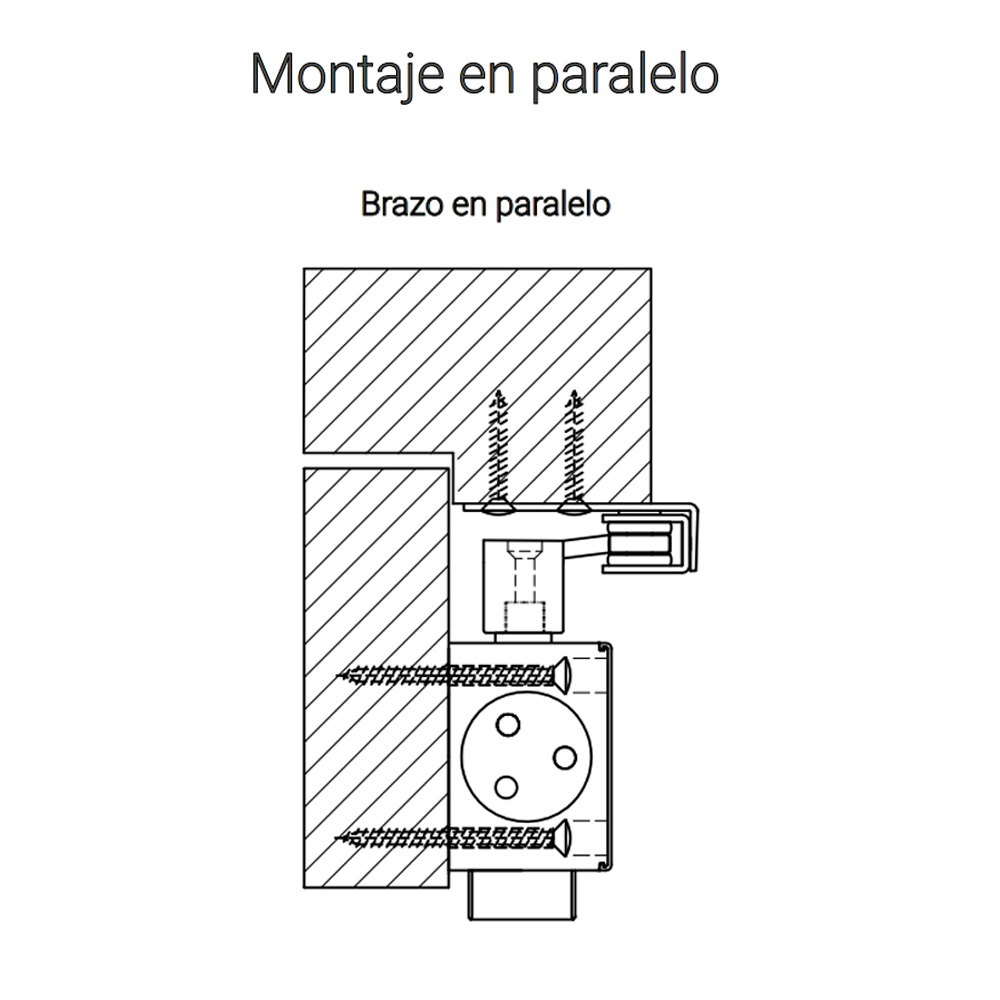 cierrapuertas hidraulico 100kg cotas montaje en paralelo