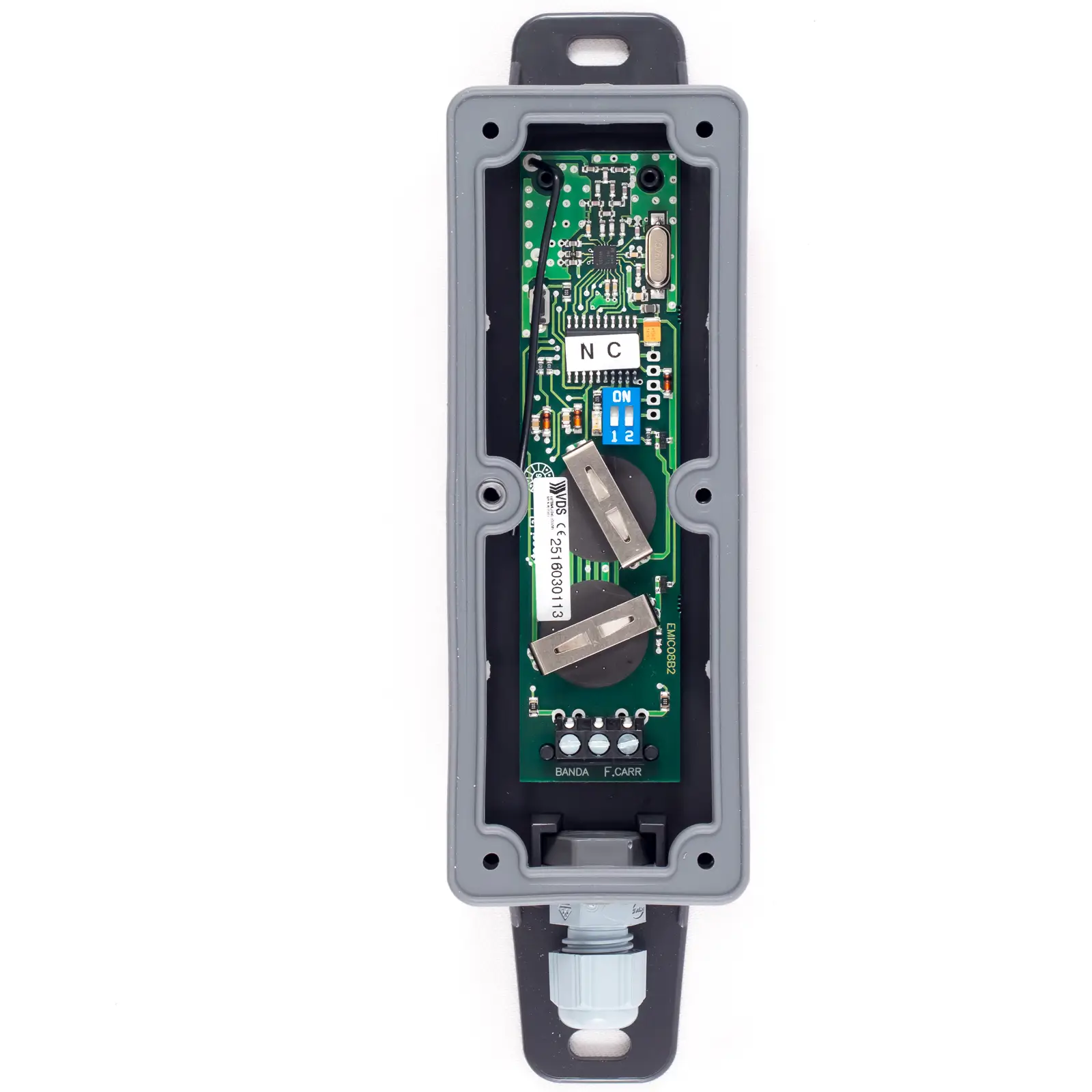E050 Emisor de radio a pilas para bandas y dispositivos de seguridad