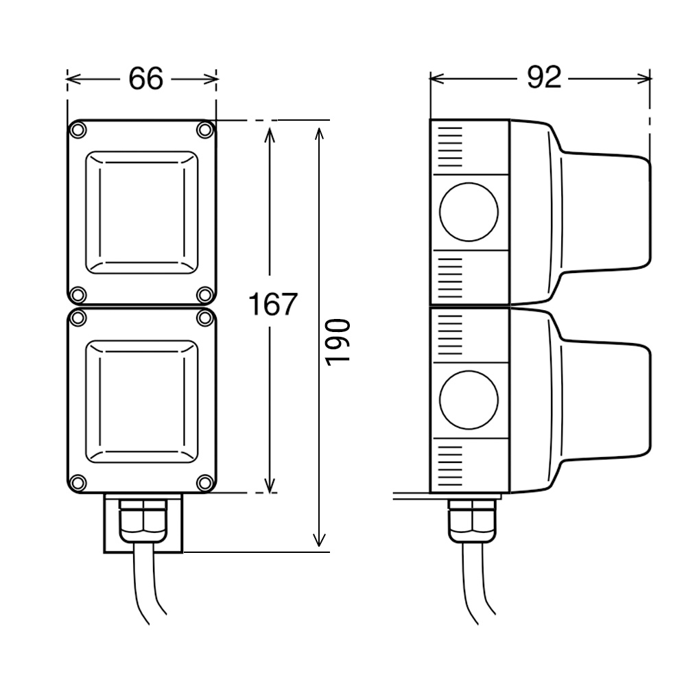 Semáforo Pequeño Rojo/Verde, 220V medidas