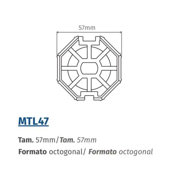 MTL47: Adaptador 57mm Octogonal para TUB 45mm