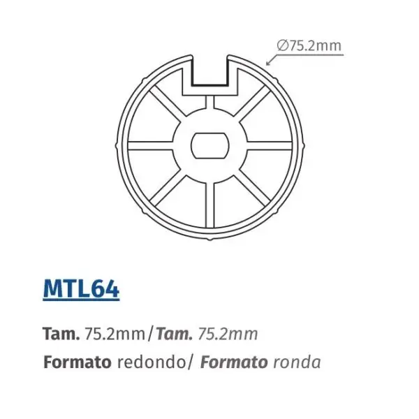 MTL64: Adaptador 75.2 mm Redondo para TUB 45mm