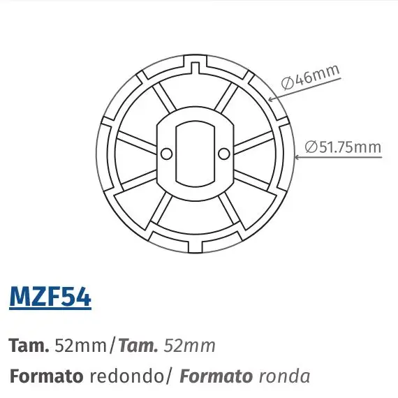 MZF54: Adaptador 52mm Redondo para TUB 45mm