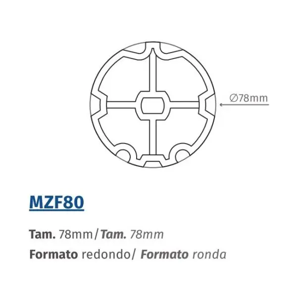 MZF80: Adaptador 78 mm Redondo para TUB 45mm