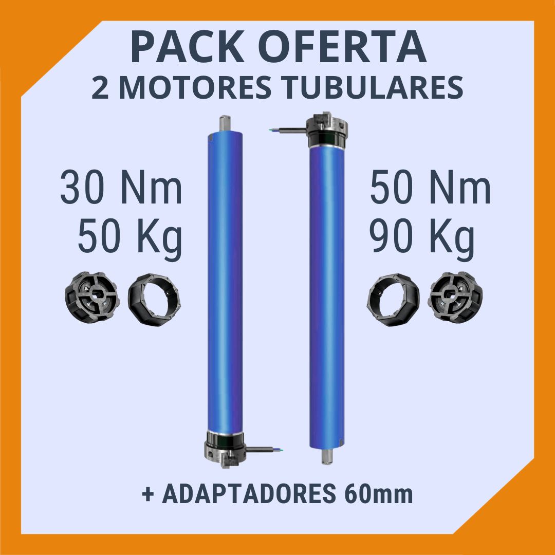 Pack Oferta Limitada de 2 Motores tubulares 30Nm + 50Nm + Adaptadores