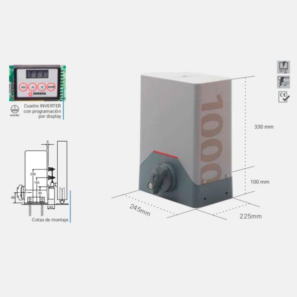 Motor para Puerta Corredera Erreka RINO INVERTER 1000