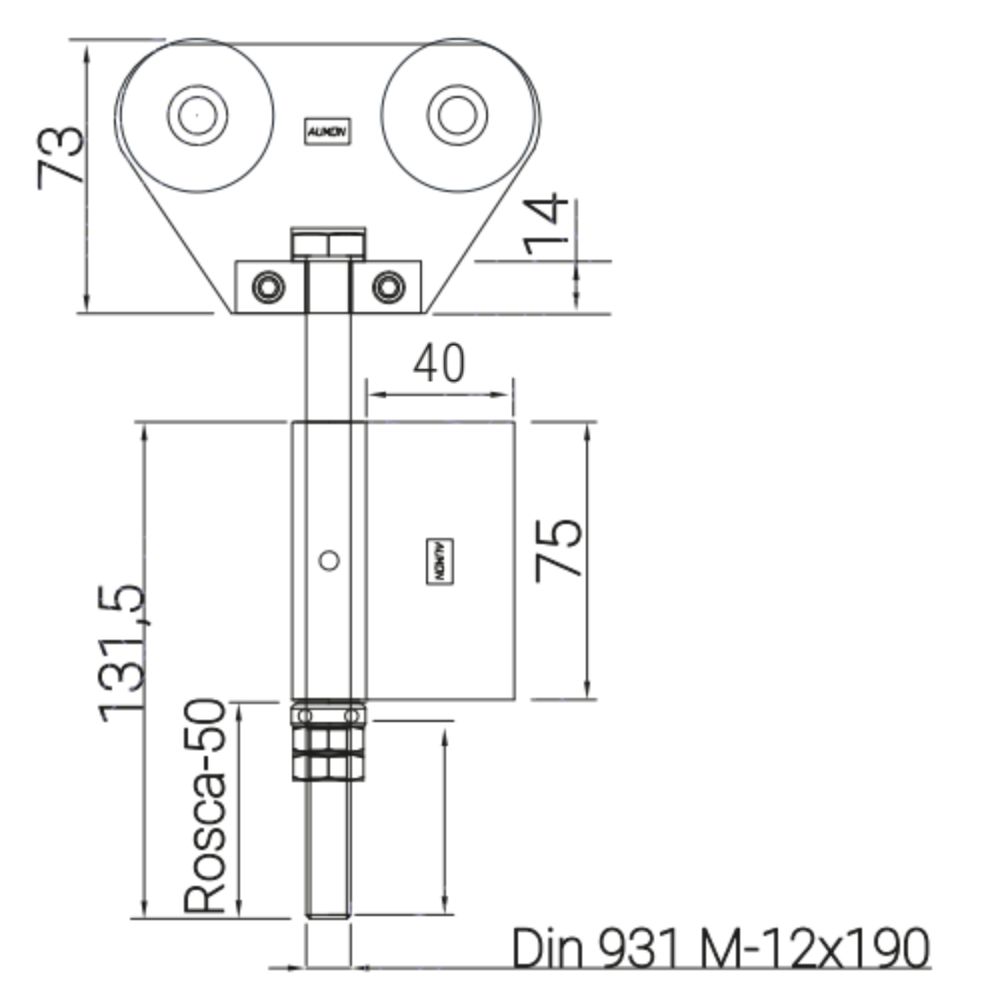 Roldana Doble Lateral para guía de 40 mm con rodamiento y bisagra