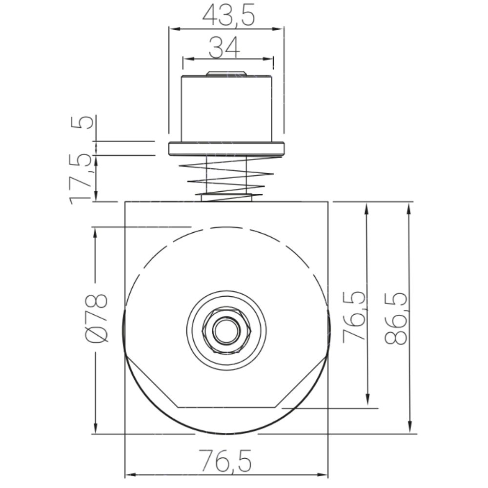 Rueda 60 mm y canal 16 mm giratoria para Puertas Correderas Curvas