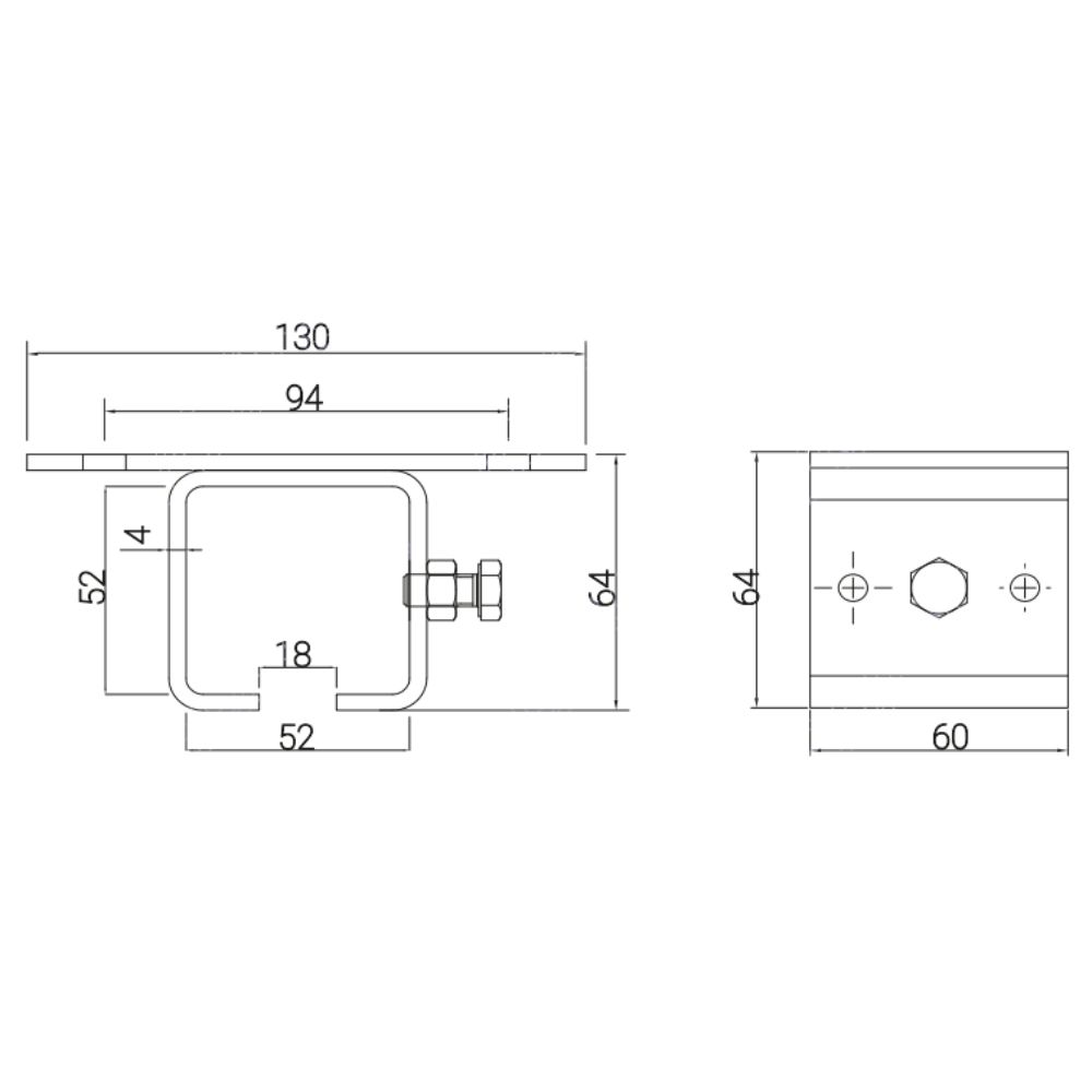 Soporte de Techo regulable para Guía colgante 50x45