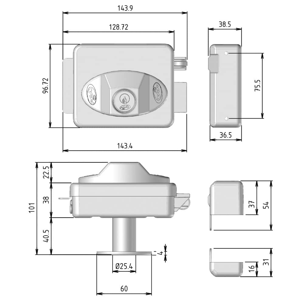 Traver electrocerradura de resbalon reversible medidas