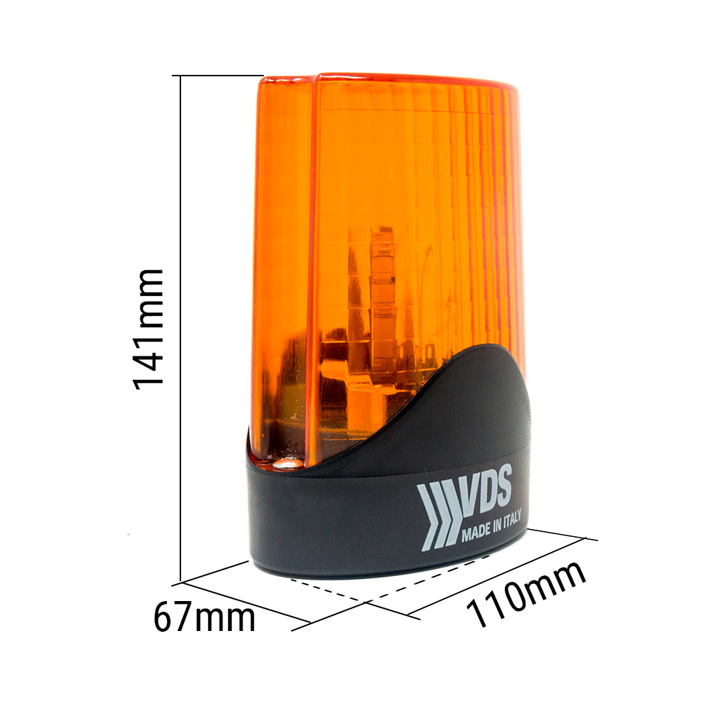 Lámpara destellante LED, 12/24/230v. Fija e Intermitente, Antena incorporada, VDS medidas